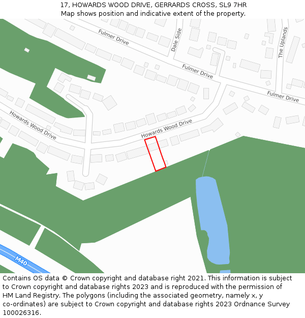 17, HOWARDS WOOD DRIVE, GERRARDS CROSS, SL9 7HR: Location map and indicative extent of plot