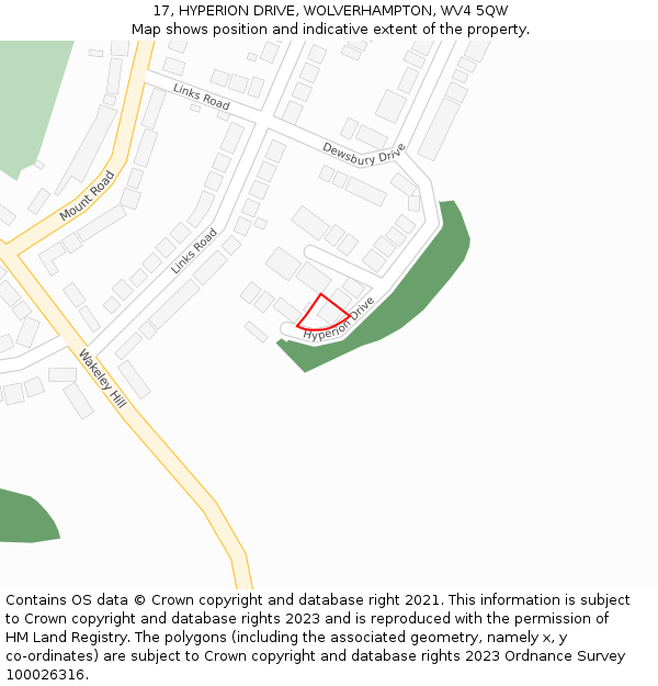 17, HYPERION DRIVE, WOLVERHAMPTON, WV4 5QW: Location map and indicative extent of plot