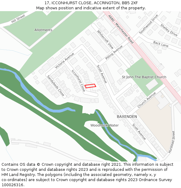 17, ICCONHURST CLOSE, ACCRINGTON, BB5 2XF: Location map and indicative extent of plot
