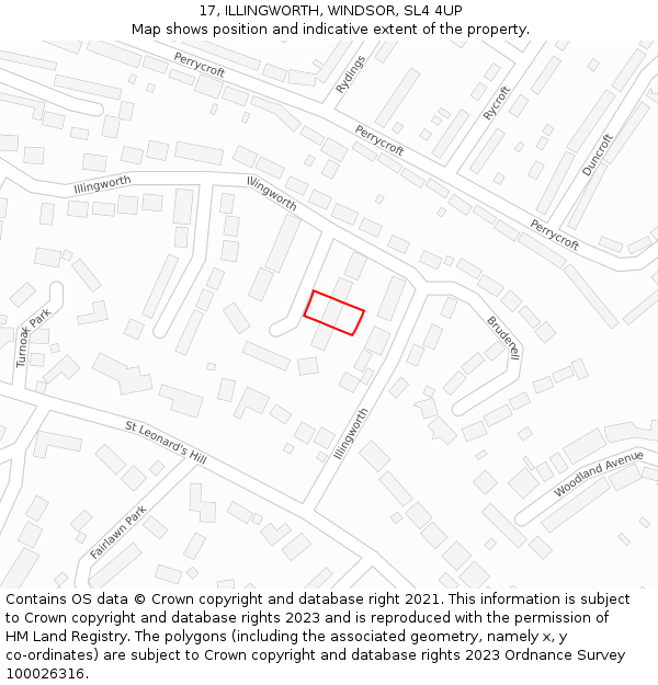 17, ILLINGWORTH, WINDSOR, SL4 4UP: Location map and indicative extent of plot