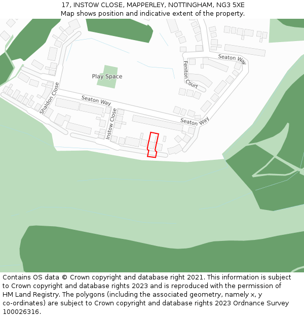 17, INSTOW CLOSE, MAPPERLEY, NOTTINGHAM, NG3 5XE: Location map and indicative extent of plot