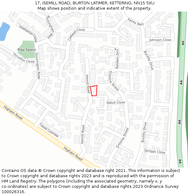 17, ISEMILL ROAD, BURTON LATIMER, KETTERING, NN15 5XU: Location map and indicative extent of plot