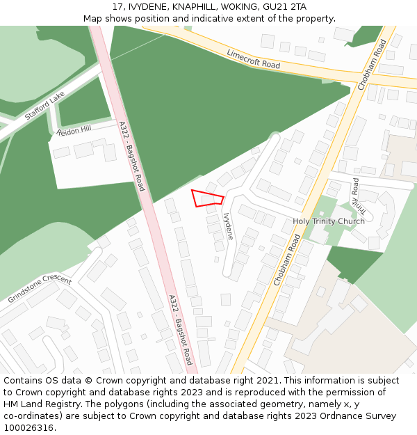 17, IVYDENE, KNAPHILL, WOKING, GU21 2TA: Location map and indicative extent of plot