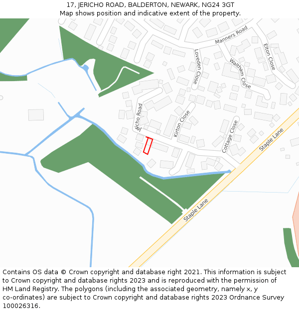 17, JERICHO ROAD, BALDERTON, NEWARK, NG24 3GT: Location map and indicative extent of plot