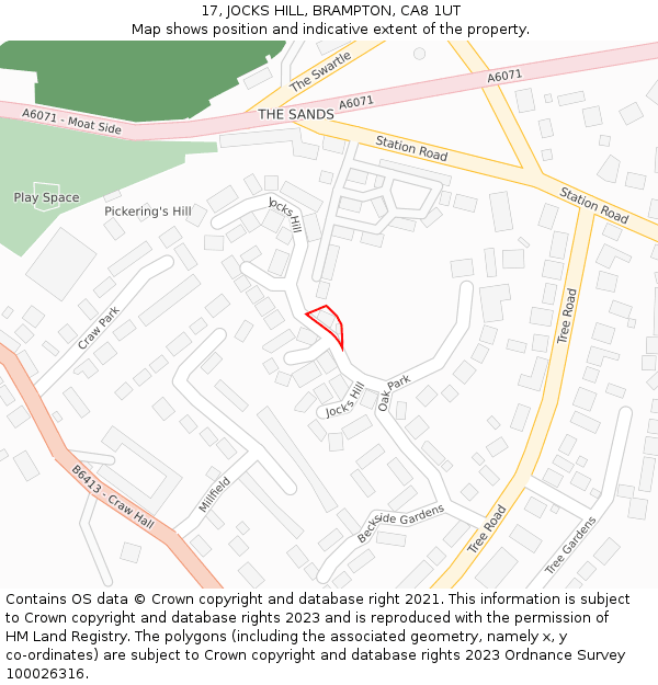 17, JOCKS HILL, BRAMPTON, CA8 1UT: Location map and indicative extent of plot