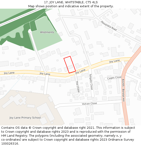 17, JOY LANE, WHITSTABLE, CT5 4LS: Location map and indicative extent of plot