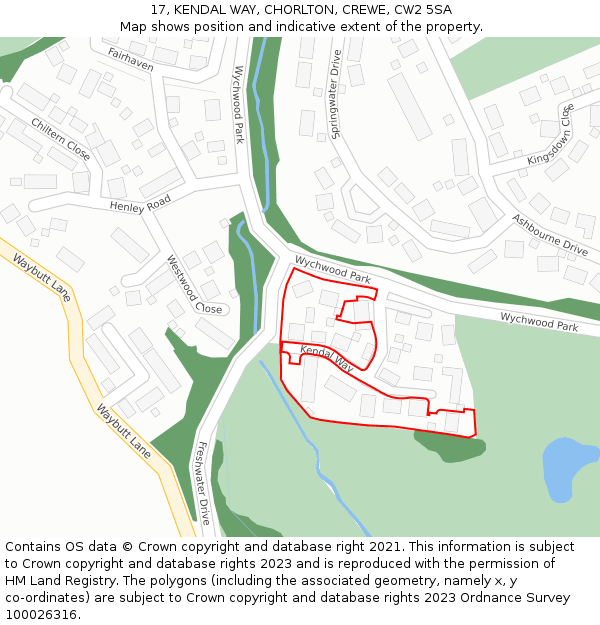17, KENDAL WAY, CHORLTON, CREWE, CW2 5SA: Location map and indicative extent of plot