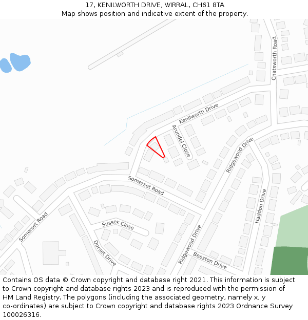 17, KENILWORTH DRIVE, WIRRAL, CH61 8TA: Location map and indicative extent of plot