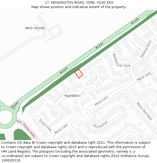 17, KENSINGTON ROAD, YORK, YO30 5XG: Location map and indicative extent of plot