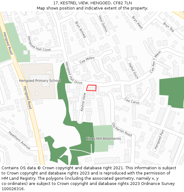 17, KESTREL VIEW, HENGOED, CF82 7LN: Location map and indicative extent of plot