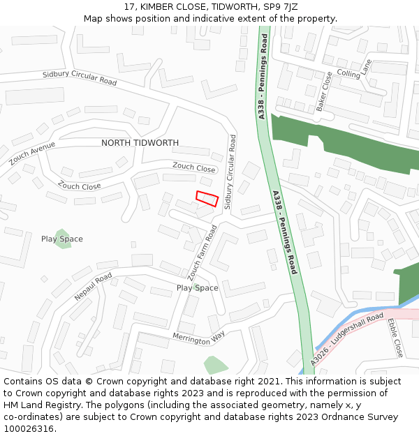 17, KIMBER CLOSE, TIDWORTH, SP9 7JZ: Location map and indicative extent of plot