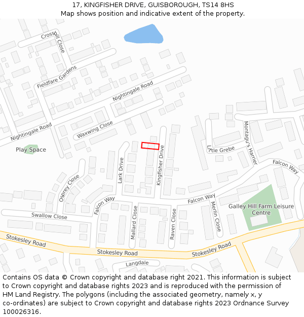 17, KINGFISHER DRIVE, GUISBOROUGH, TS14 8HS: Location map and indicative extent of plot