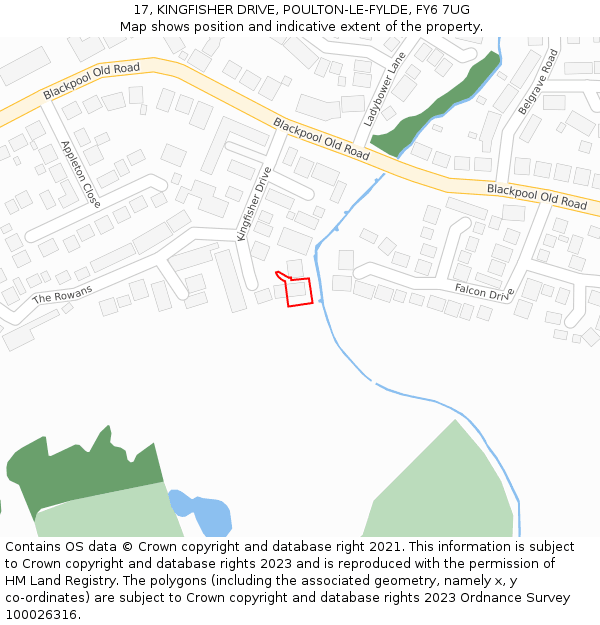 17, KINGFISHER DRIVE, POULTON-LE-FYLDE, FY6 7UG: Location map and indicative extent of plot