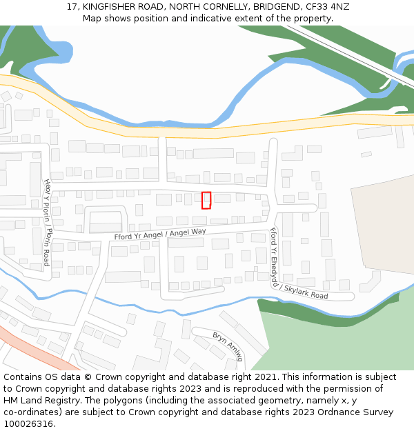 17, KINGFISHER ROAD, NORTH CORNELLY, BRIDGEND, CF33 4NZ: Location map and indicative extent of plot