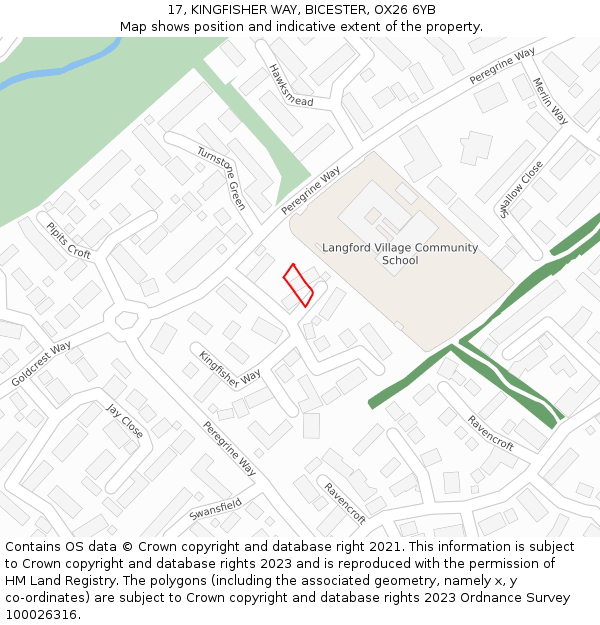 17, KINGFISHER WAY, BICESTER, OX26 6YB: Location map and indicative extent of plot