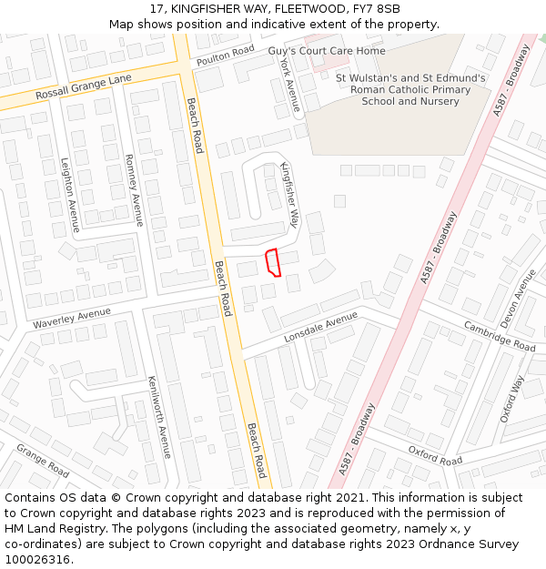 17, KINGFISHER WAY, FLEETWOOD, FY7 8SB: Location map and indicative extent of plot