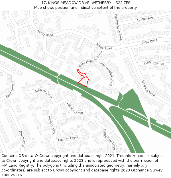 17, KINGS MEADOW DRIVE, WETHERBY, LS22 7FS: Location map and indicative extent of plot