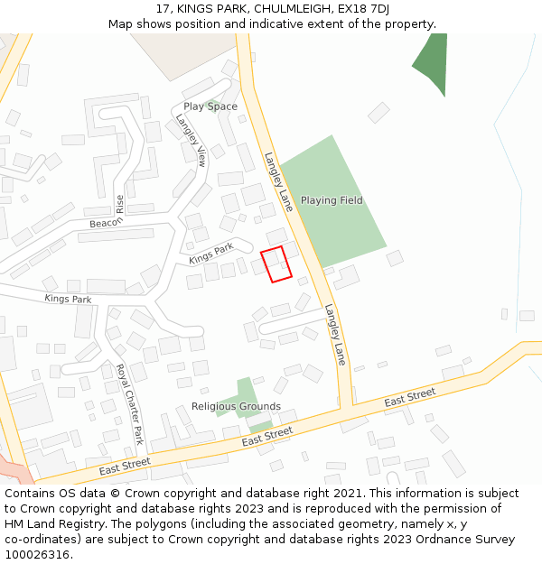 17, KINGS PARK, CHULMLEIGH, EX18 7DJ: Location map and indicative extent of plot