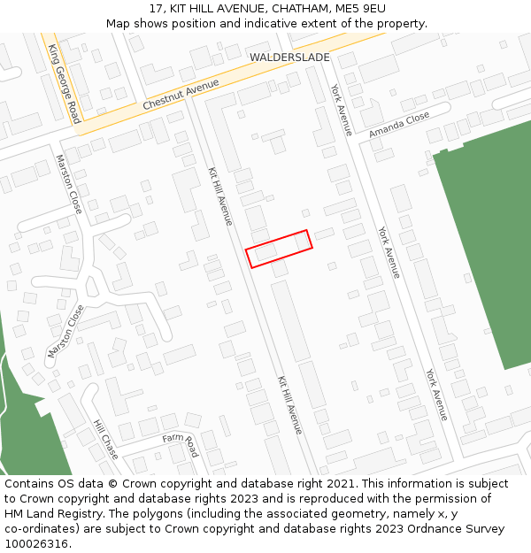 17, KIT HILL AVENUE, CHATHAM, ME5 9EU: Location map and indicative extent of plot