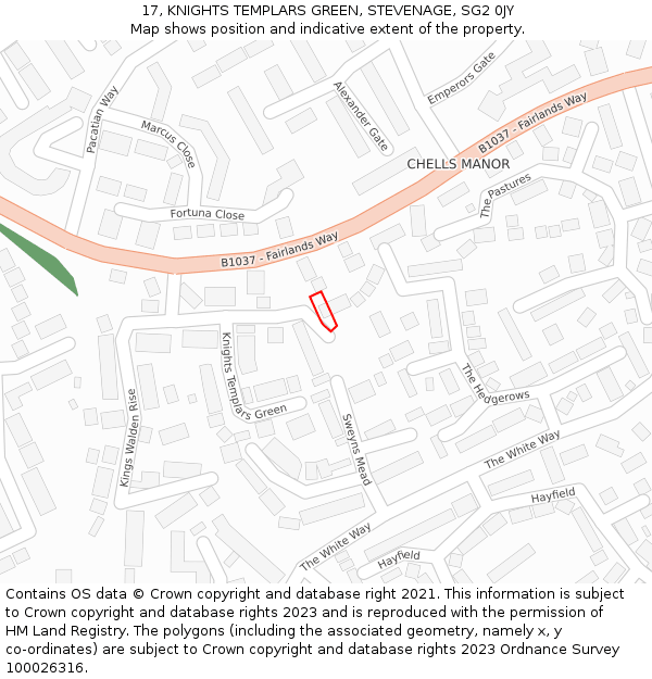 17, KNIGHTS TEMPLARS GREEN, STEVENAGE, SG2 0JY: Location map and indicative extent of plot
