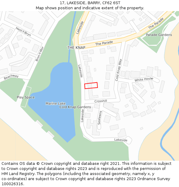 17, LAKESIDE, BARRY, CF62 6ST: Location map and indicative extent of plot