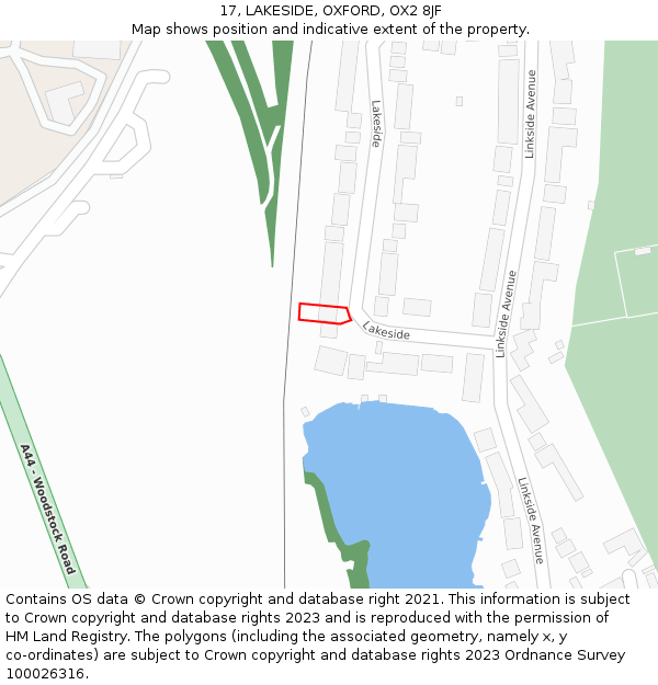 17, LAKESIDE, OXFORD, OX2 8JF: Location map and indicative extent of plot