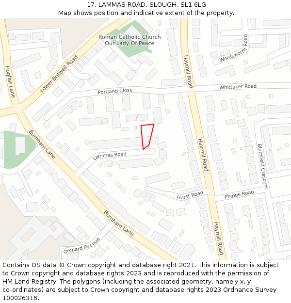 17, LAMMAS ROAD, SLOUGH, SL1 6LG: Location map and indicative extent of plot