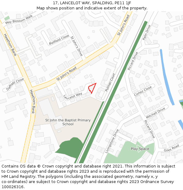 17, LANCELOT WAY, SPALDING, PE11 1JF: Location map and indicative extent of plot