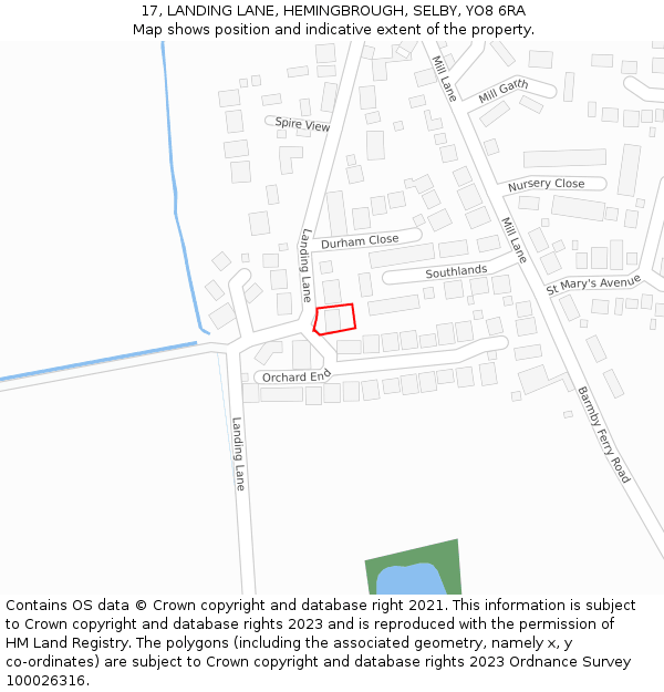 17, LANDING LANE, HEMINGBROUGH, SELBY, YO8 6RA: Location map and indicative extent of plot