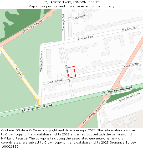 17, LANGTON WAY, LONDON, SE3 7TL: Location map and indicative extent of plot