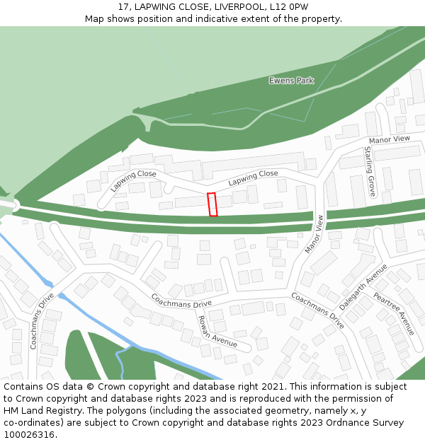17, LAPWING CLOSE, LIVERPOOL, L12 0PW: Location map and indicative extent of plot