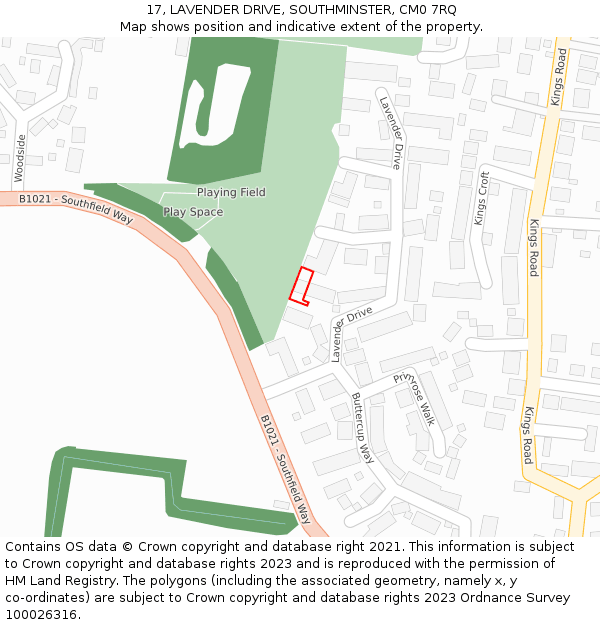 17, LAVENDER DRIVE, SOUTHMINSTER, CM0 7RQ: Location map and indicative extent of plot