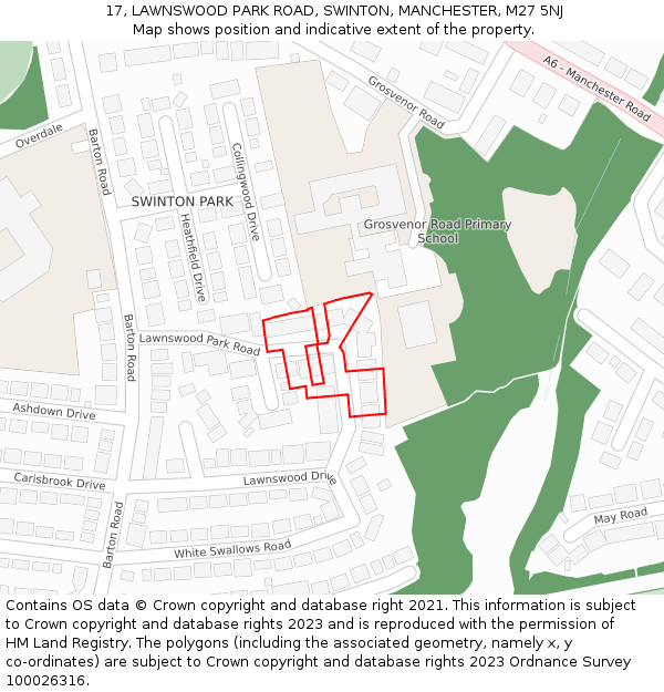 17, LAWNSWOOD PARK ROAD, SWINTON, MANCHESTER, M27 5NJ: Location map and indicative extent of plot