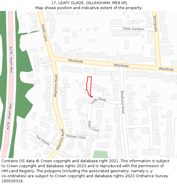 17, LEAFY GLADE, GILLINGHAM, ME8 0PJ: Location map and indicative extent of plot