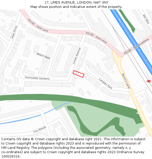 17, LIMES AVENUE, LONDON, NW7 3NY: Location map and indicative extent of plot