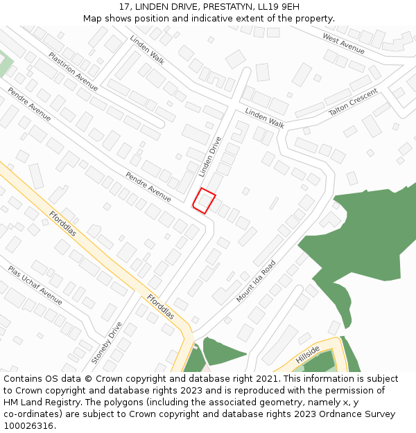 17, LINDEN DRIVE, PRESTATYN, LL19 9EH: Location map and indicative extent of plot