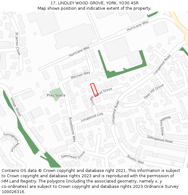 17, LINDLEY WOOD GROVE, YORK, YO30 4SR: Location map and indicative extent of plot
