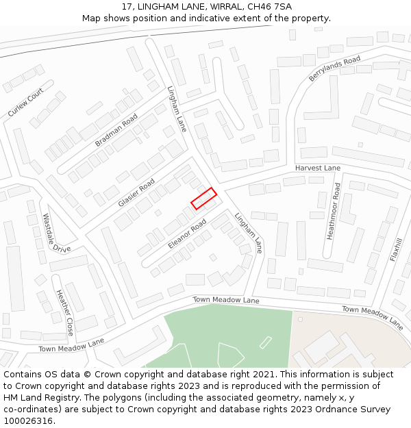 17, LINGHAM LANE, WIRRAL, CH46 7SA: Location map and indicative extent of plot