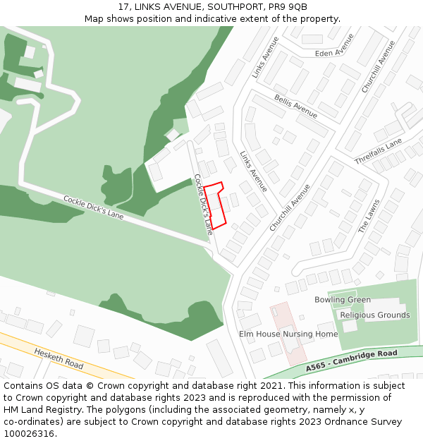 17, LINKS AVENUE, SOUTHPORT, PR9 9QB: Location map and indicative extent of plot