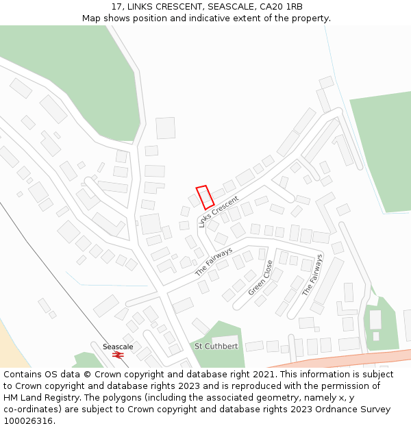 17, LINKS CRESCENT, SEASCALE, CA20 1RB: Location map and indicative extent of plot