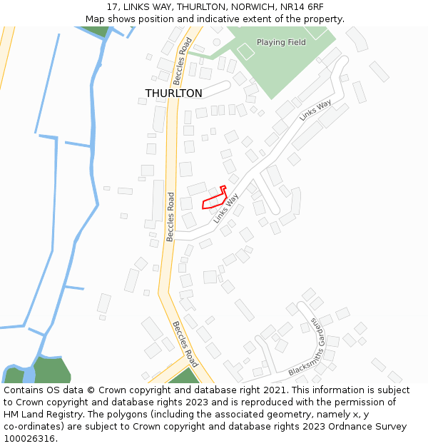 17, LINKS WAY, THURLTON, NORWICH, NR14 6RF: Location map and indicative extent of plot