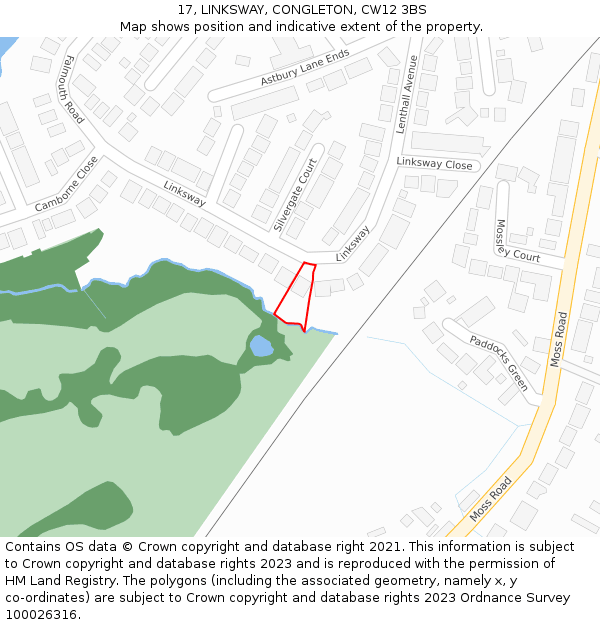 17, LINKSWAY, CONGLETON, CW12 3BS: Location map and indicative extent of plot