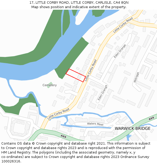 17, LITTLE CORBY ROAD, LITTLE CORBY, CARLISLE, CA4 8QN: Location map and indicative extent of plot