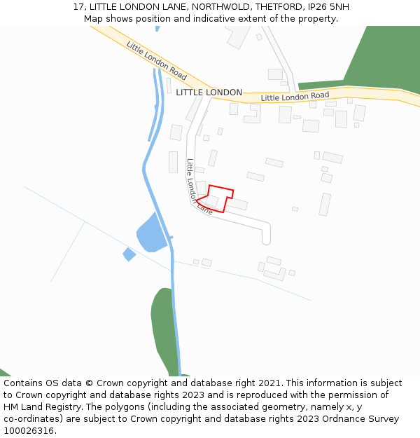 17, LITTLE LONDON LANE, NORTHWOLD, THETFORD, IP26 5NH: Location map and indicative extent of plot