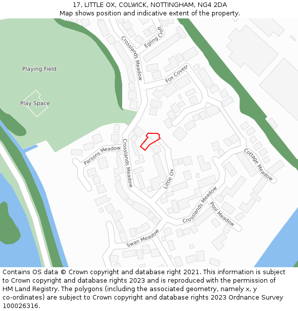 17, LITTLE OX, COLWICK, NOTTINGHAM, NG4 2DA: Location map and indicative extent of plot