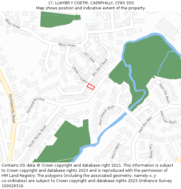 17, LLWYBR Y COETIR, CAERPHILLY, CF83 3SS: Location map and indicative extent of plot