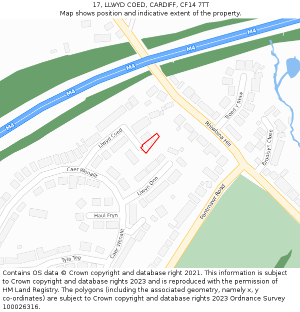17, LLWYD COED, CARDIFF, CF14 7TT: Location map and indicative extent of plot