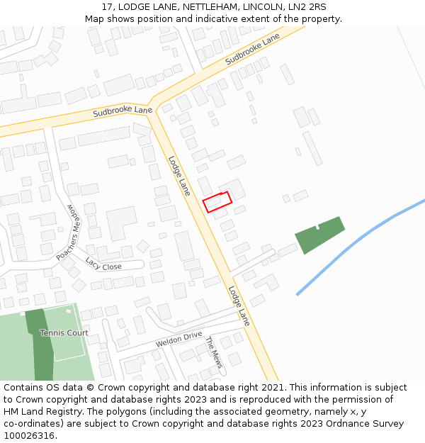 17, LODGE LANE, NETTLEHAM, LINCOLN, LN2 2RS: Location map and indicative extent of plot