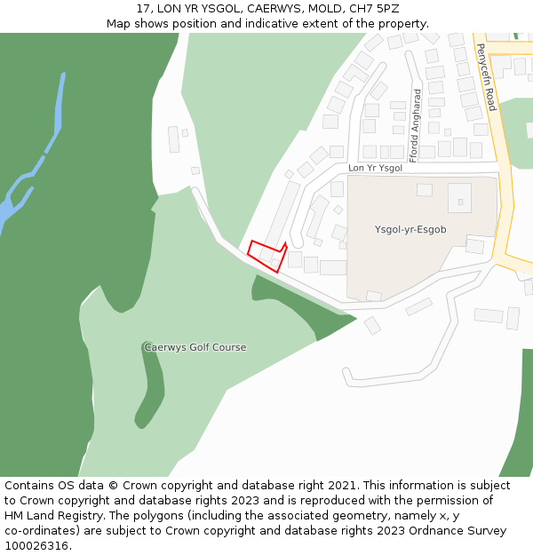 17, LON YR YSGOL, CAERWYS, MOLD, CH7 5PZ: Location map and indicative extent of plot