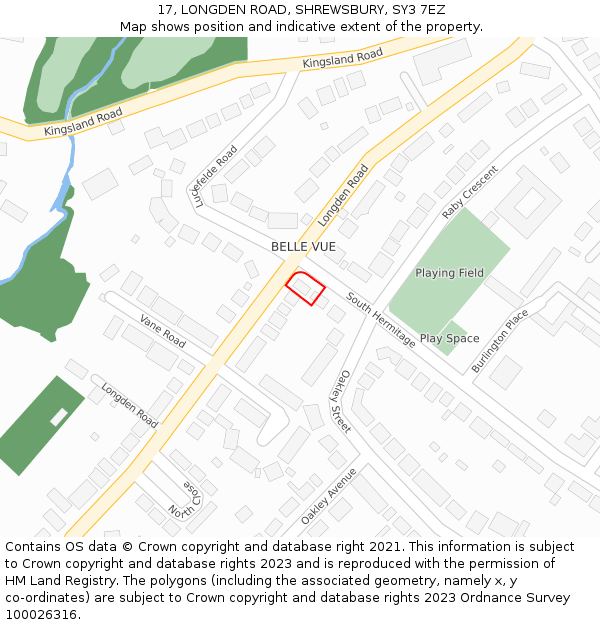 17, LONGDEN ROAD, SHREWSBURY, SY3 7EZ: Location map and indicative extent of plot